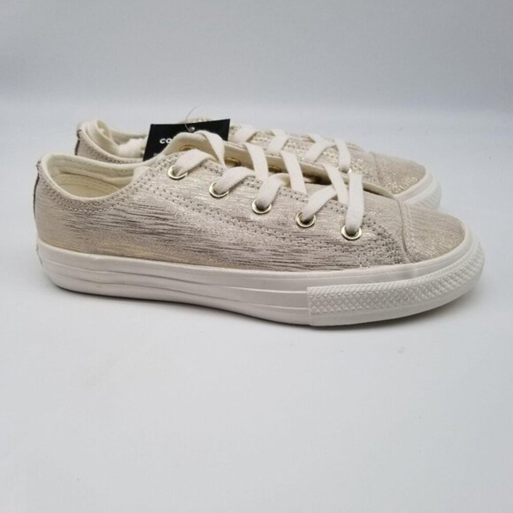 Converse Chuck Taylor All Star Egret Gold Metallic Junior Sneaker Shoe Size 2 - Picture 2 of 9